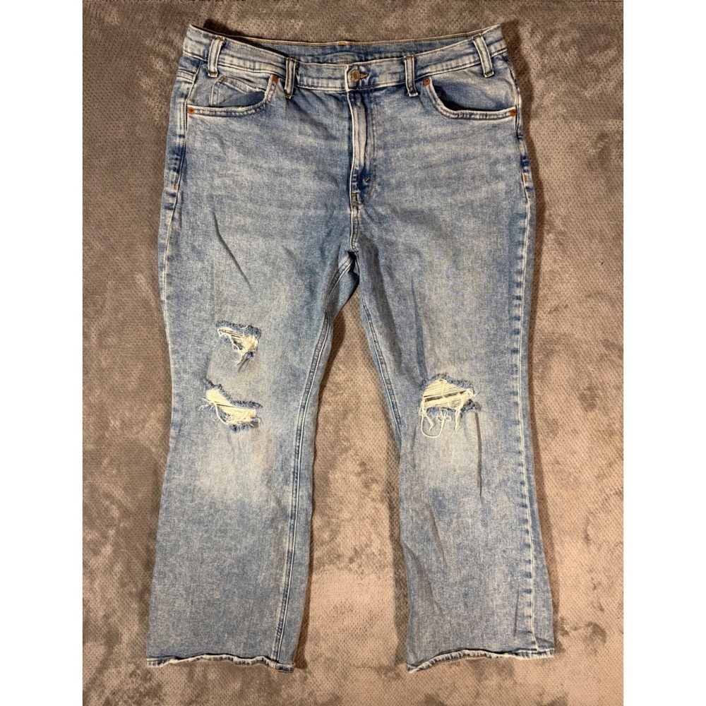 GAP Women's '90s Loose Flare Jeans 16/33R Light Wash Distressed Mid Rise
